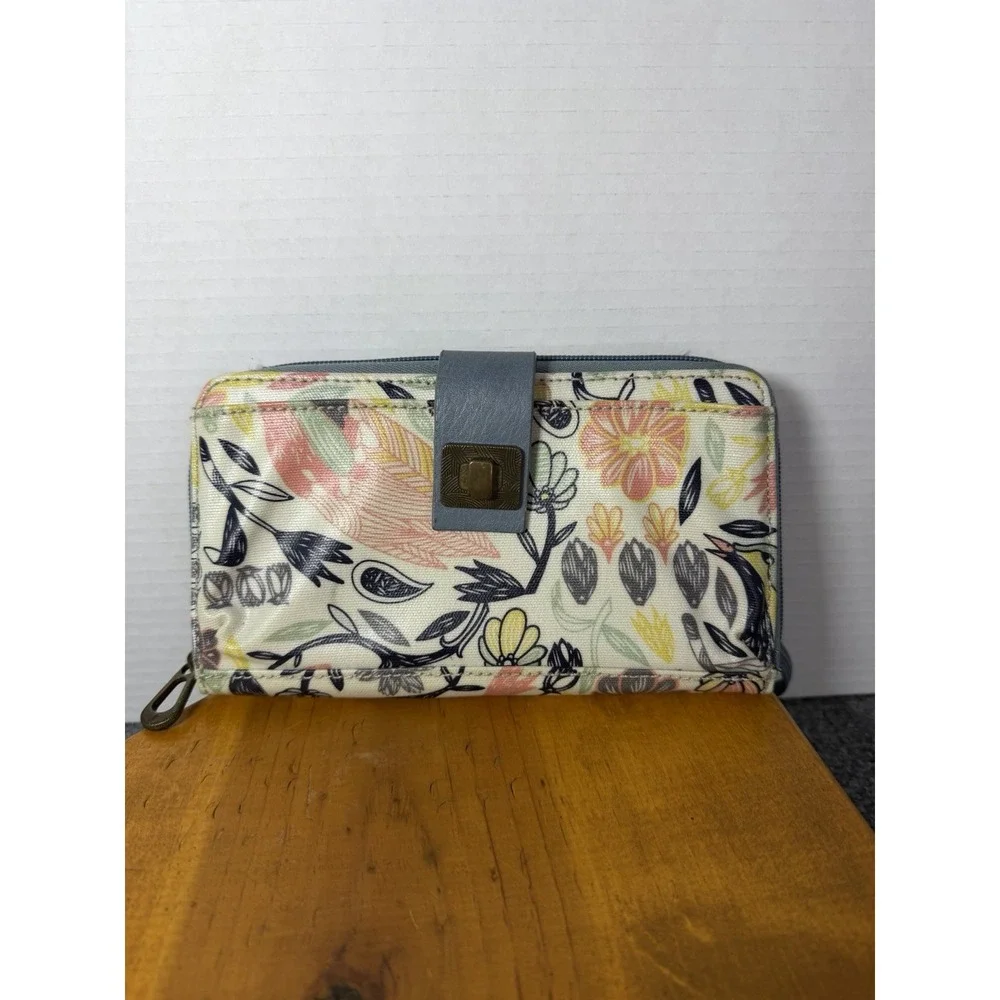 Sakroots Artisit‎ Circle Wallet Wristlet Multicolor Floral Bird Print-No Strap